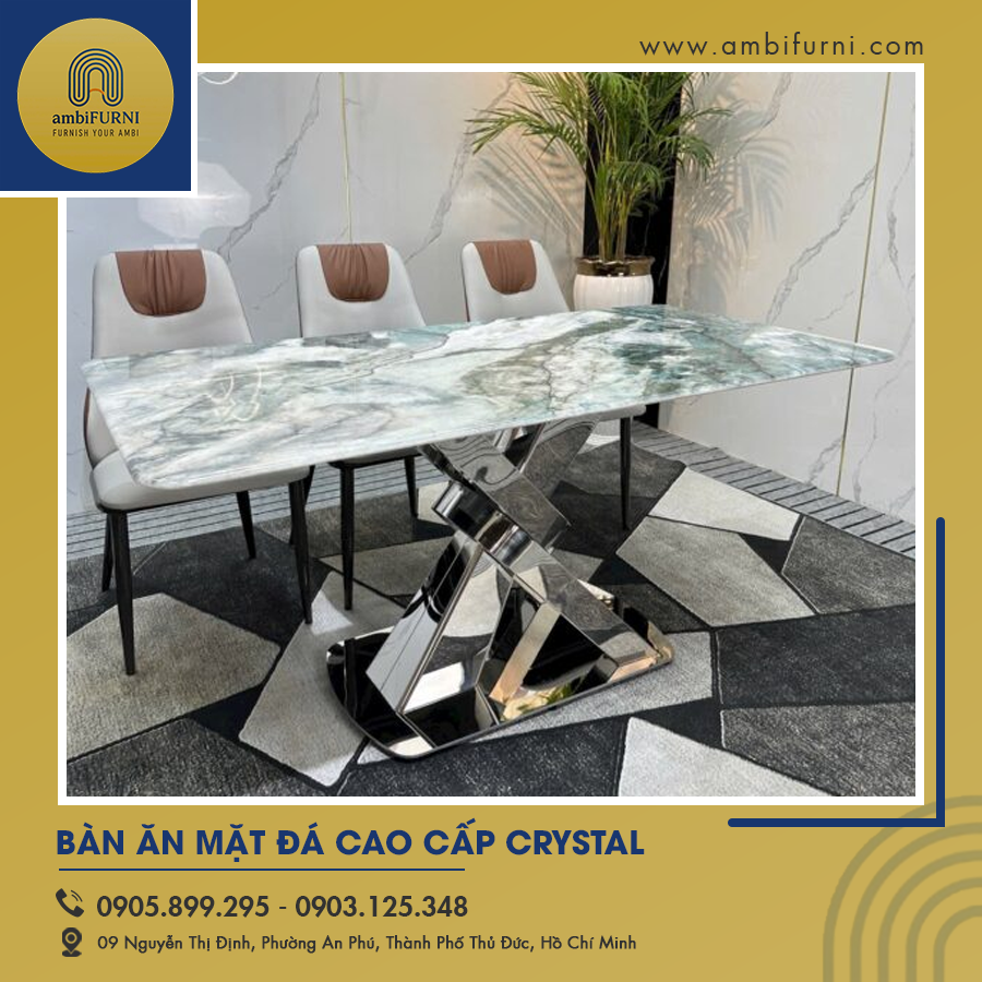 Bàn ăn mặt đá cao cấp Crystal
