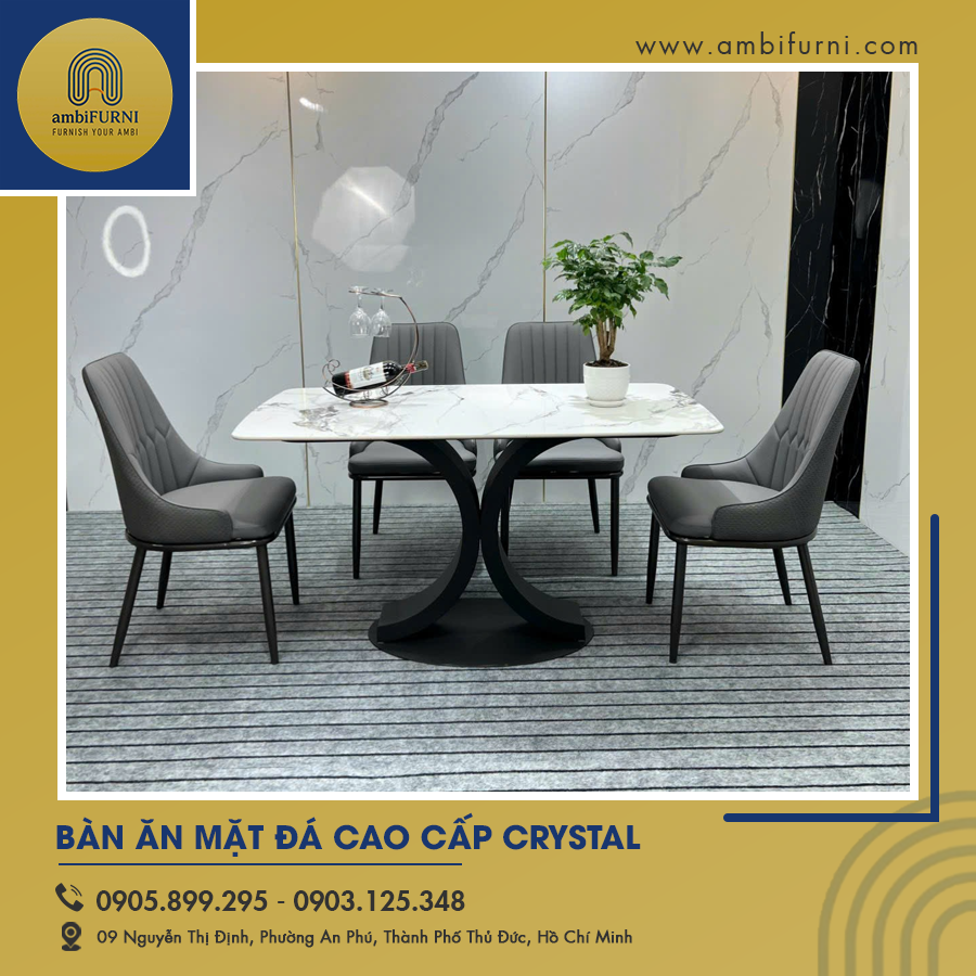 Bàn ăn mặt đá cao cấp Crystal