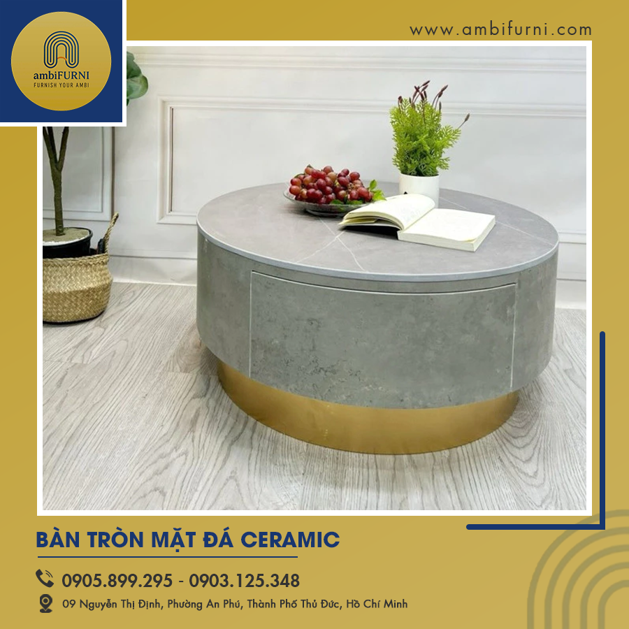Bàn tròn mặt đá Ceramic