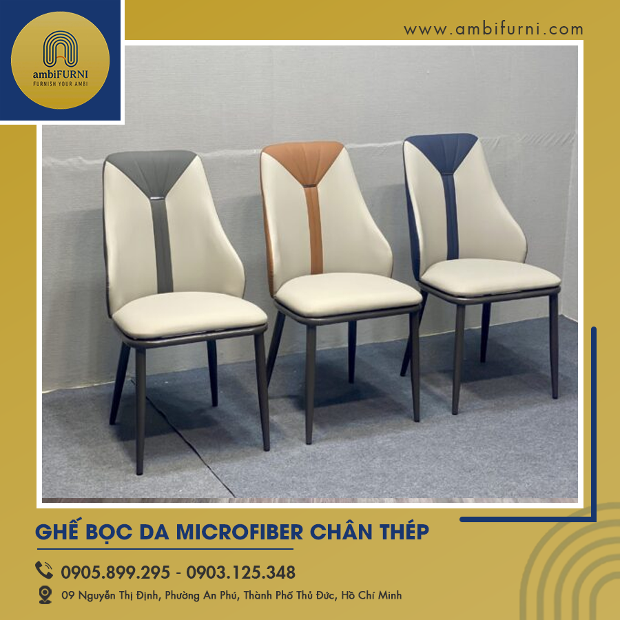 Ghế bọc da Microfiber chân thép