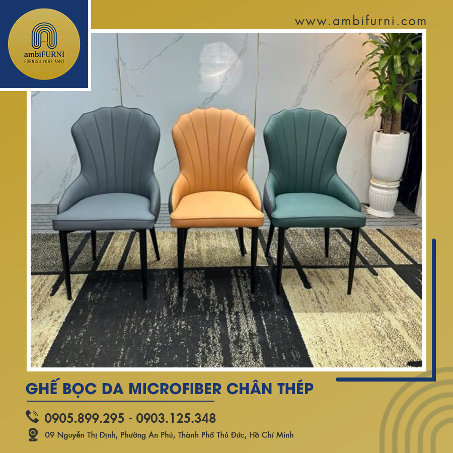 Ghế bọc da Microfiber chân thép