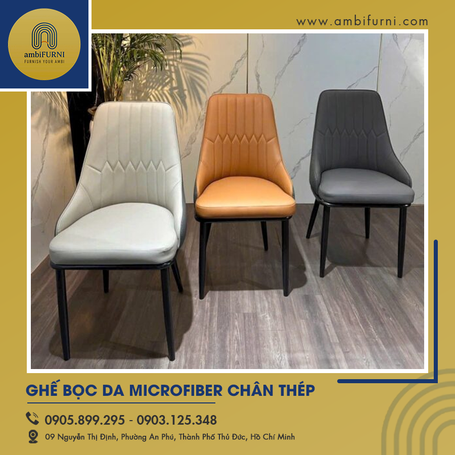 Ghế bọc da Microfiber chân thép – Sự lựa chọn tinh tế cho không gian nội thất hiện đại
